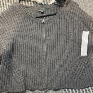 Max Studio Charcoal Ribbed Cardigan